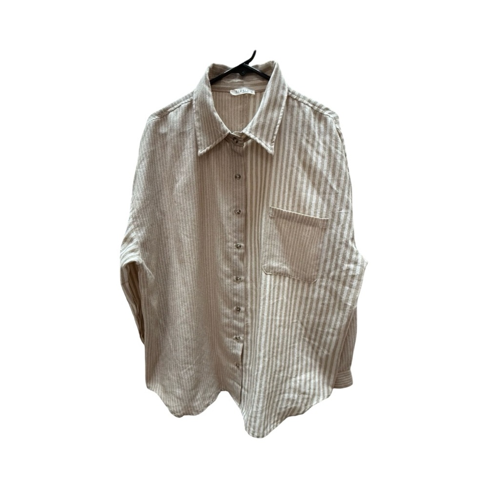 ILLA ILLA Men's Casual Beige Striped Shirt